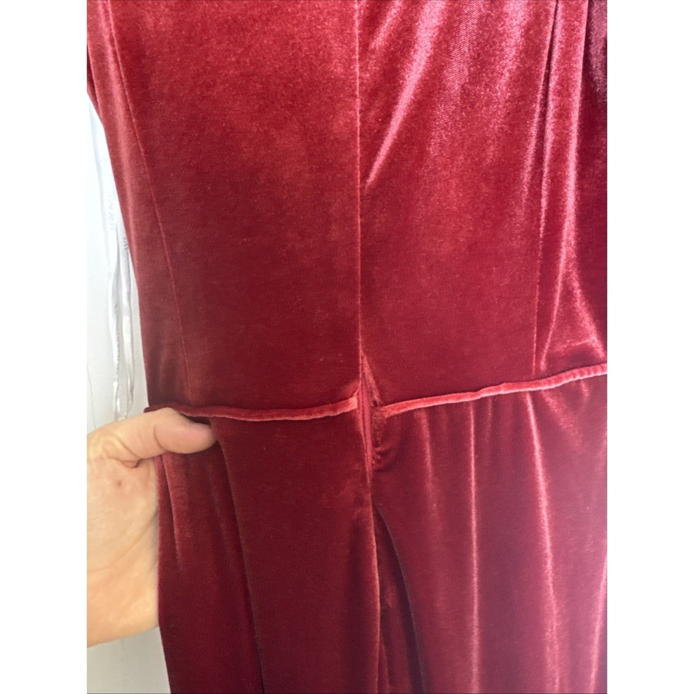 Christina Wu Celebration Burnt Orange Velvet V-Neck Maxi Formal Dress Size 10 - Picture 10 of 10